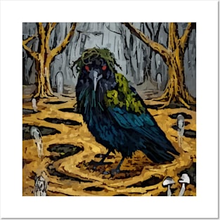 watercolor swamp crow Posters and Art